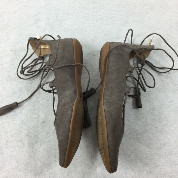 BCBGeneration Zaidee Ballet Flats Size 6.5 Taupe Gray Pointed Toe Gladiator Wrap - Picture 3 of 9